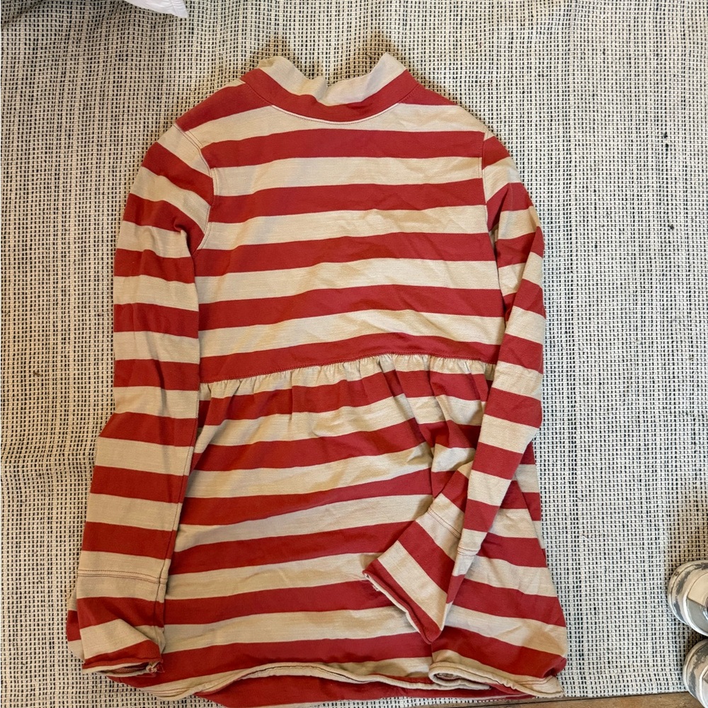 Red and Cream Striped Long Sleeve tunic